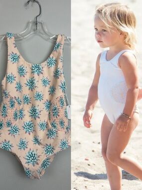 NWT Keiki’s by Tori Praver Side Smocked Swimsuit in Wild Agave Ginger Sz XL